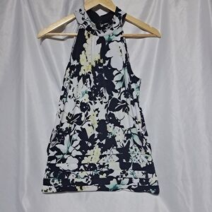 WHBM Sleeveless Mock Halter Floral Top Womens Small‎ NWT